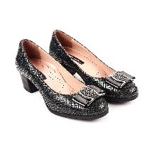 Forelli 53401 Kadın Siyah Baskılı Deri Topuklu Ayakkabı