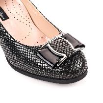 Forelli 53401 Kadın Siyah Baskılı Deri Topuklu Ayakkabı