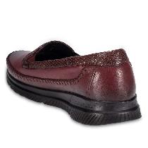 Forelli Laden Kadın Bordo Ortopedik Deri Ayakkabı