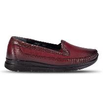 Forelli Laden Kadın Bordo Ortopedik Deri Ayakkabı